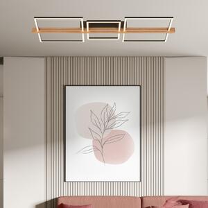Briloner Plafonieră Moldura LED, 108x35 cm, lemn, metal, negru, reglabil, Negru, Camera de zi / sufragerie, Metal, Modern