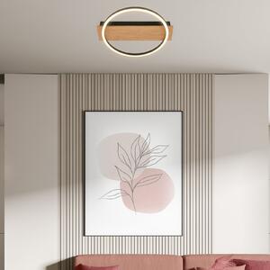 Briloner Plafonieră Kada LED, Ø 30 cm, lemn, metal, negru, Lemn, Camera de zi / sufragerie, Metal, Modern