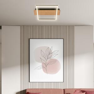 Briloner Plafonieră Kada LED, 34x26 cm, lemn, metal, negru, Lemn, Camera de zi / sufragerie, Metal, Modern