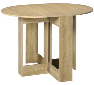 HOMCOM Masă Pliantă cu 2 Extensii Rabatabile, Masă Extensibilă cu Spațiu de Economisire, 104x76x73,7 cm, Lemn Natural | Aosom Romania