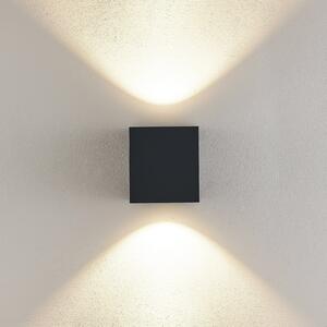 Molto Luce LED lumina de perete în aer liber Wado Double, antracit, 2, Negru, Aluminiu, Modern, Perete unghiular