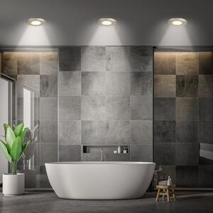 Briloner Klira lumină LED încastrată, nichel mat, Ø 9 cm, IP44, 3 unități, Gri, Baie, Plastic, Modern