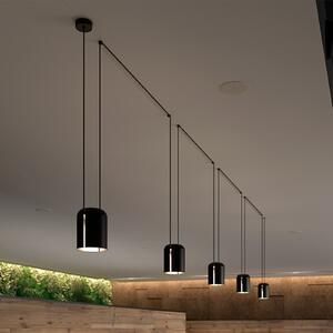 LEDS-C4 Lampă suspendată Attic Cilindru triplu Ø 15cm negru, reglabil, Negru, Camera de zi / sufragerie, Aluminiu, Design