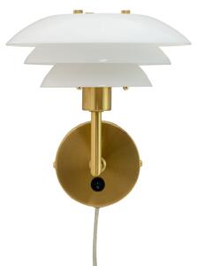 Dyberg Larsen Aplică de perete DL20, opal / culoarea bronzului, sticlă, Auriu / Alamă, Camera de zi / sufragerie, Sticlă, Design