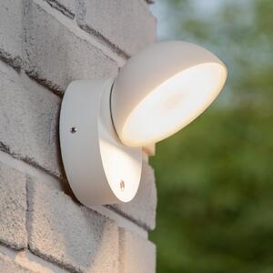 Lucide Aplică de perete Finn LED, alb, metal, IP54, senzor zi/noapte, Alb, Metal