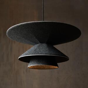 LOOM DESIGN Lampă suspendată LED Morphic, negru, pâslă, Ø 50 cm, reglabil, Negru, Camera de zi / sufragerie, Țesătură / Textil, Modern