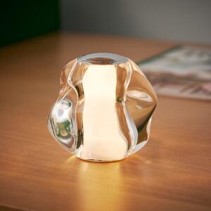 LOOM DESIGN Lampă de masă cu LED și baterie Ice Ball, crom, Ø 10,5 cm, reglabil, Transparent, Camera de zi / sufragerie, Metal, Modern, glob