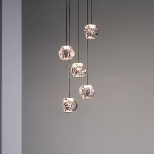LOOM DESIGN Lampă suspendată LED Ice Ball, crom/limpede, 5 becuri, reglabil, Metalic, Camera de zi / sufragerie, Metal, Modern, glob