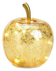 Decoratiune Gold Apple din sticla cu 10 LED 12 cm