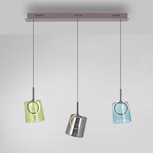 Paul Neuhaus Lampă suspendată LED Zula, lungime 87 cm, colorată, 3 becuri., reglabil, Multicolor, Camera de zi / sufragerie, Sticlă, Modern