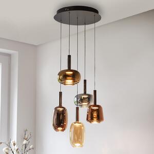 Paul Neuhaus Lampă suspendată LED Irides, Ø 55 cm, colorată, sticlă, reglabil, Multicolor, Camera de zi / sufragerie, Sticlă, Modern