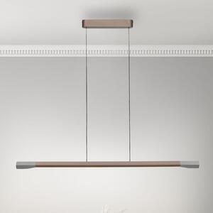 Paul Neuhaus Lampă suspendată LED Hoop, maro, 128 cm, dimabil, reglabil, Maro / Rugină, Camera de zi / sufragerie, Aluminiu, Modern