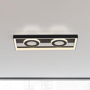 Paul Neuhaus plafonieră LED Traforo, 45 cm, CCT, dimabil, reglabil, Negru, Camera de zi / sufragerie, Aluminiu, Modern, Plafon unghiular direct