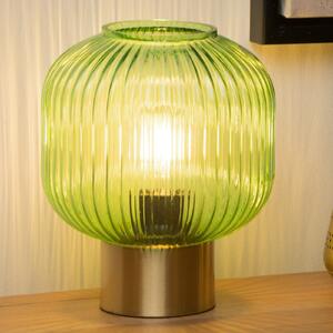Lucide Lampă de masă din sticlă Maloto, verde/galben, Ø 20 cm, E27, Verde, Camera de zi / sufragerie, Sticlă