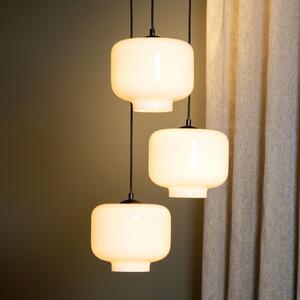 Lucide Lampă suspendată Medine, opal, Ø 46 cm, sticlă, 3 becuri, E27, reglabil, Alb, Camera de zi / sufragerie, Sticlă