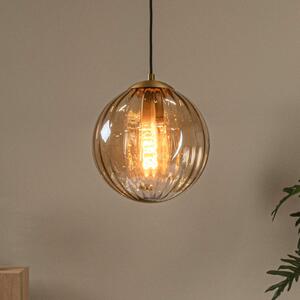 Lucide Lampă suspendată Monsaraz, Ø 25 cm, chihlimbar. Sticlă, 1 bec, reglabil, Maro / Rugină, Camera de zi / sufragerie, Sticlă