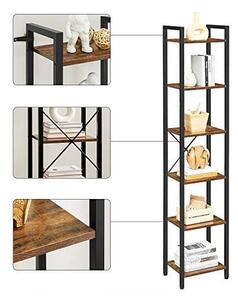 Biblioteca Vasagle, Model Elian, 30x40187.5 cm, Maro Rustic/Negru