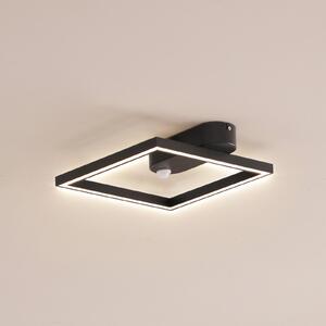 Lindby plafonieră LED Yulla, 34 cm, negru, senzor, Negru, Hol, Aluminiu, Modern