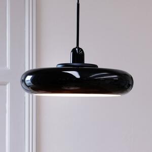 Dyberg Larsen Lampă suspendată Planet, negru, Ø 40 cm, metal, reglabil, Negru, Camera de zi / sufragerie, Metal, Design