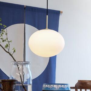 Dyberg Larsen Lampă suspendată Princess, opal/zahăr, Ø 28 cm, reglabil, Alb, Camera de zi / sufragerie, Sticlă, Design