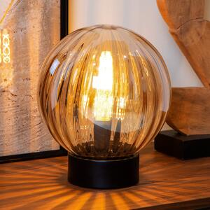 Lucide Lampă de masă Monsaraz, chihlimbar, Ø 25 cm, sticlă, E27, Bej, Camera de zi / sufragerie, Sticlă