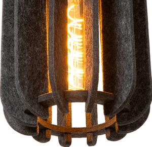Lucide Lampă suspendată Rafal, Ø 20 cm, pâslă, gri, 1 bec, reglabil, Gri, Camera de zi / sufragerie, Țesătură / Textil
