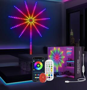 Instalatie LED artificii RGB, muzica, telecomanda si control din smartphone, multicolor