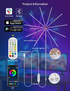 Instalatie LED artificii RGB, muzica, telecomanda si control din smartphone, multicolor