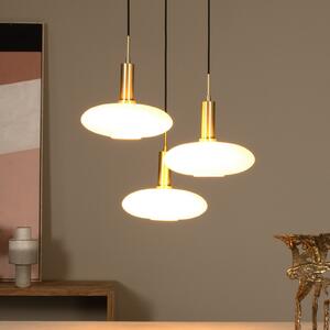 Lucide Lampă suspendată Singala, Ø 30 cm, sticlă, 3 becuri, opal, E27, reglabil, Alb, Camera de zi / sufragerie, Sticlă, Modern