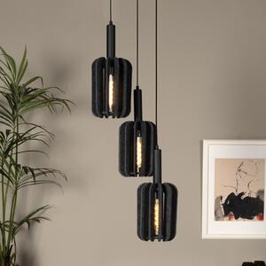 Lucide Lampă suspendată textilă Rafal, Ø 30 cm, gri, unghiulară, 3 becuri, reglabil, Gri, Camera de zi / sufragerie, Țesătură / Textil