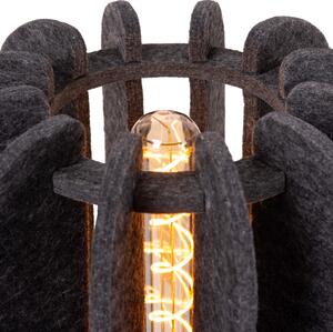 Lucide Rafal lampă de masă textilă, Ø 23 cm, gri, E27, Gri, Camera de zi / sufragerie, Țesătură / Textil