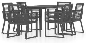 Set de mobilier pentru grădină, 7 piese, negru