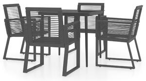 Set de mobilier pentru grădină, 5 piese, negru