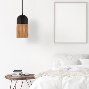 Zambelis Lampă suspendată 23071, negru/culoare naturală, Ø18cm, metal, hârtie, reglabil, Negru, Camera de zi / sufragerie, Metal