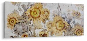 Tablou - Floarea-soarelui pe perete (120x50 cm)