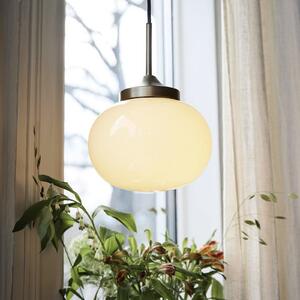 PR Home Lampă suspendată Elsy, culoare alamă, sticlă crem, ștecher, Auriu / Alamă, Camera de zi / sufragerie, Sticlă, glob