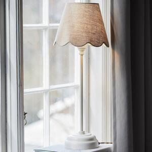 PR Home lampă de masă Lottie Jasmine lenjerie bej/alb-deschis Ø21cm, Alb, Camera de zi / sufragerie, Țesătură / Textil