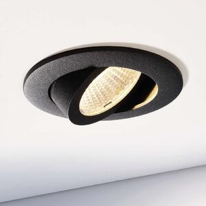 Deko-Light Plafonieră LED încastrată Dione, IP44, 3.000 K, negru, dimabil, reglabil, Negru, Baie, Aluminiu, Modern, Corpuri de iluminat încastrate rotunde
