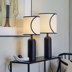 PR Home Lampă de masă Carter Celyn Ava alb/negru Ø 20 cm, Alb, Camera de zi / sufragerie, Țesătură / Textil, Modern