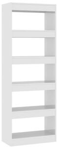 Bibliotecă/Separator cameră alb extralucios, 60x30x166 cm PAL