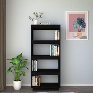 Bibliotecă/Separator cameră negru 60x35x135 cm lemn masiv pin