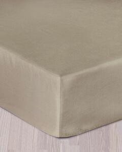 Cearșaf din satin cu bandă elastică bej închis 160 x 200 cm