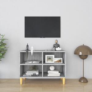 Comodă TV cu picioare lemn masiv, gri sonoma, 69,5x30x50 cm