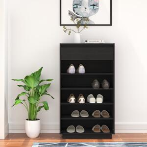 Pantofar, negru, 60x34x105 cm, lemn masiv de pin