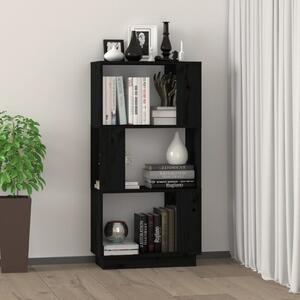 Bibliotecă/Separator cameră, negru, 51x25x101 cm lemn masiv pin