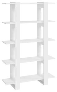 Bibliotecă/Separator cameră, alb extralucios, 100x30x160 cm