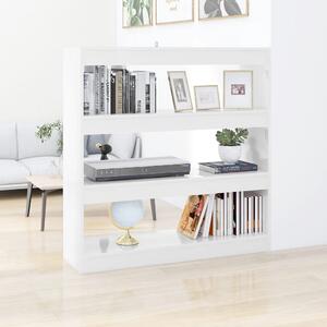 Bibliotecă/Separator cameră, alb extra lucios, 100x30x103 cm