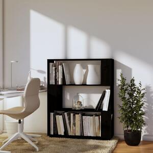 Bibliotecă/Separator cameră, negru, 80x25x101 cm lemn masiv pin