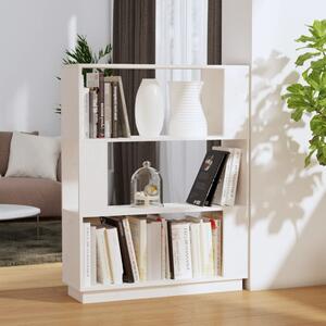 Bibliotecă/Separator cameră, alb, 80x25x101 cm, lemn masiv pin