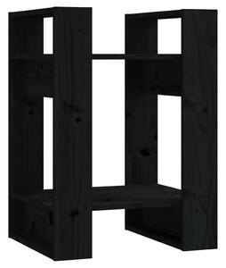 Bibliotecă/Separator cameră negru 41x35x57 cm lemn masiv pin